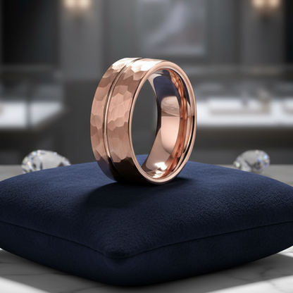 8mm_Grooved_Hammered_Tungsten_Ring_