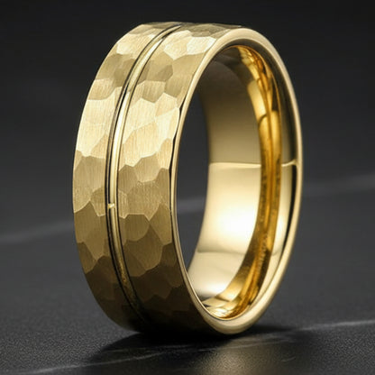 8mm_Grooved_Hammered_Tungsten_Ring