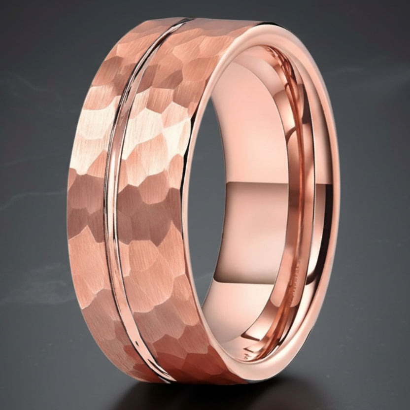 8mm_Grooved_Hammered_Tungsten_Ring