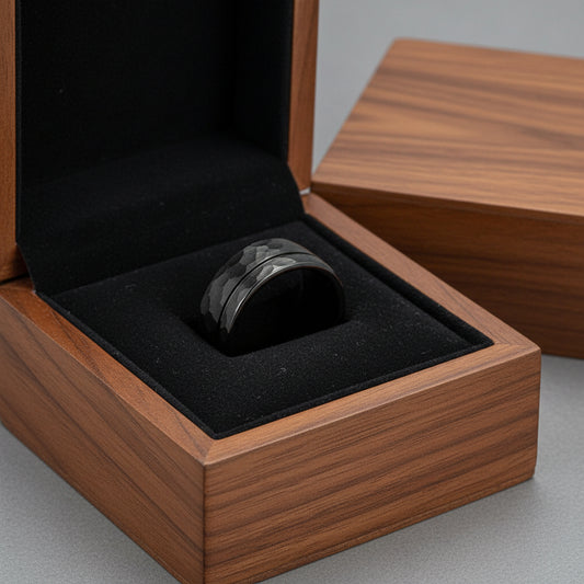 8mm_Grooved_Hammered_Tungsten_Ring