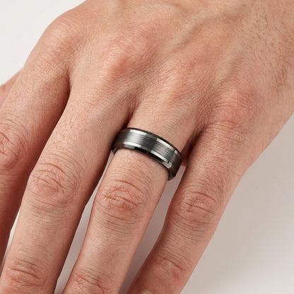 8mm Gunmetal Tungsten Ring for men