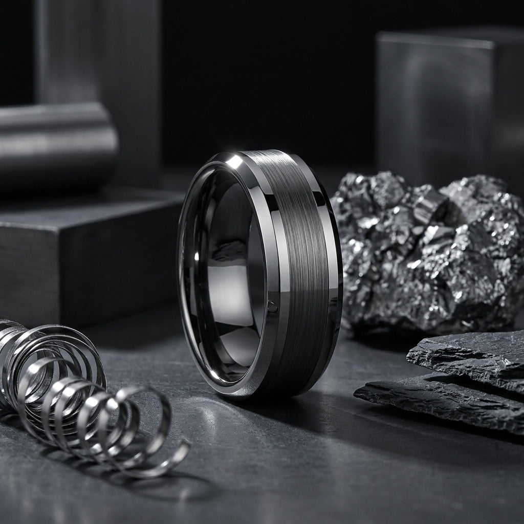 8mm Gunmetal Tungsten Ring