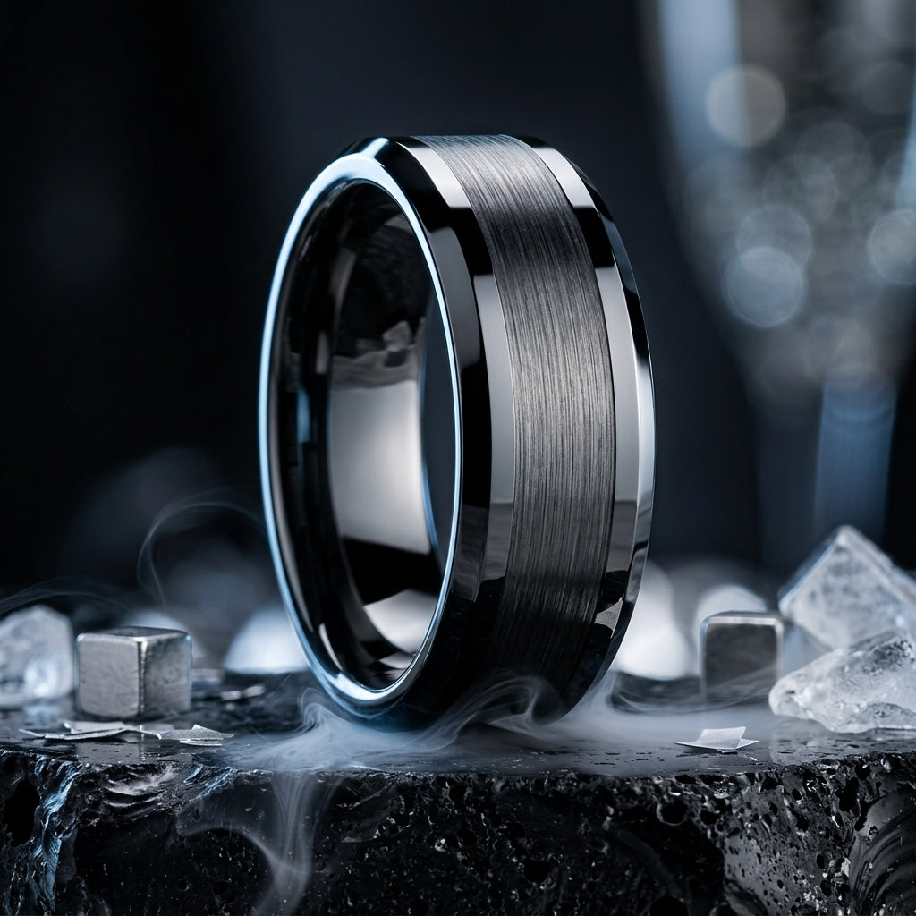 8mm Gunmetal Tungsten Ring