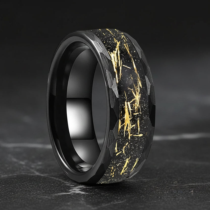 8mm Hammered Tungsten Wedding Band 