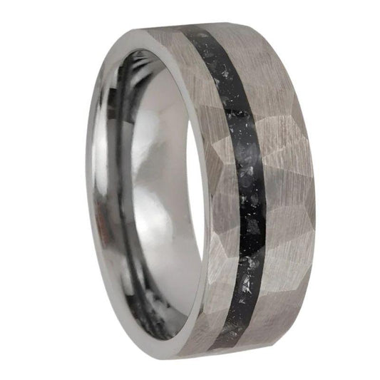 8mm_Hammered_Tungsten_Ring__Opal_Inlay_Silver_for_Men