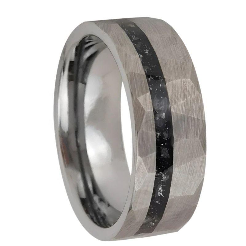 8mm_Hammered_Tungsten_Ring__Opal_Inlay_Silver_for_Men