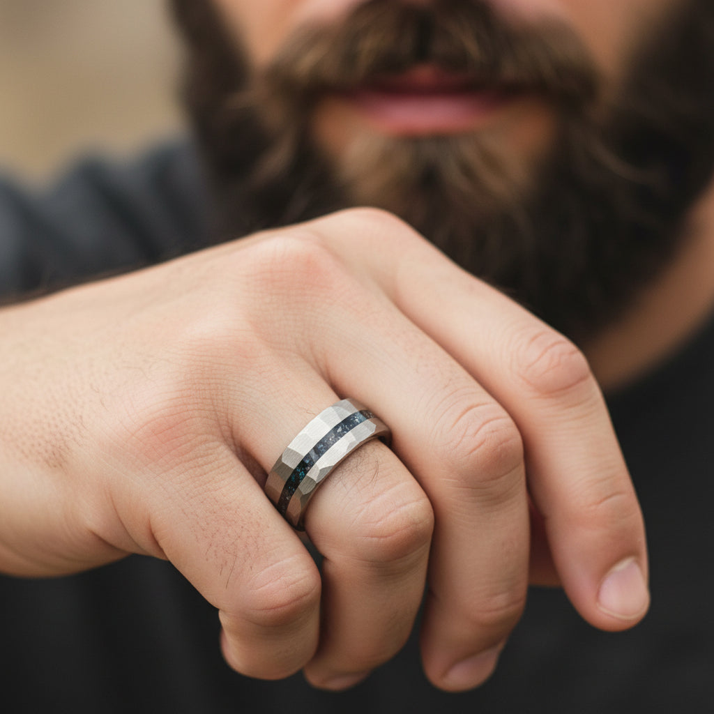 8mm_Hammered_Tungsten_Ring__Opal_Inlay