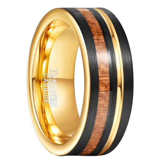 8mm Koa Wood Inlay Tungsten Wedding Ring