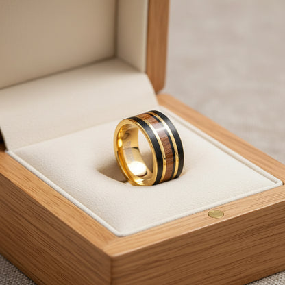 8mm Koa Wood Inlay Tungsten Wedding Ring