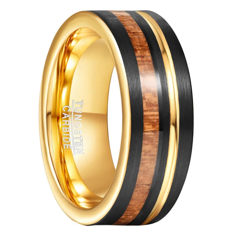 8mm Koa Wood Inlay Tungsten Wedding Ring