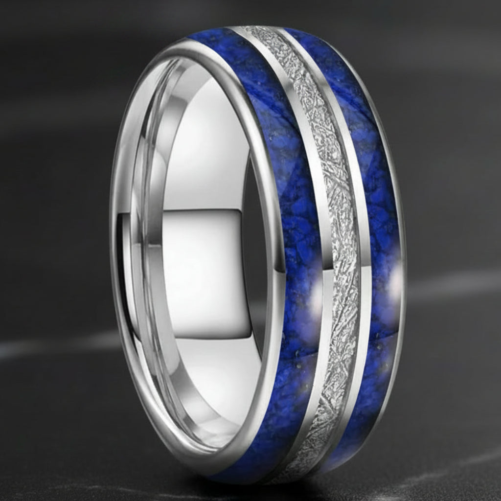 8mm Lapis Lazuli Meteorite Tungsten Ring