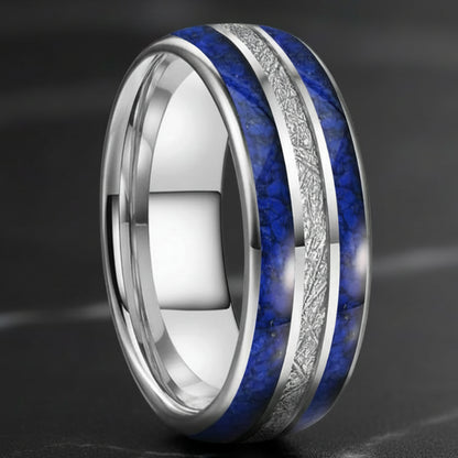 8mm Lapis Lazuli Meteorite Tungsten Ring