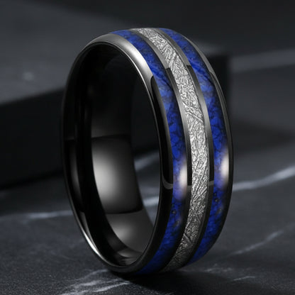 8mm Lapis Lazuli Meteorite Tungsten Ring