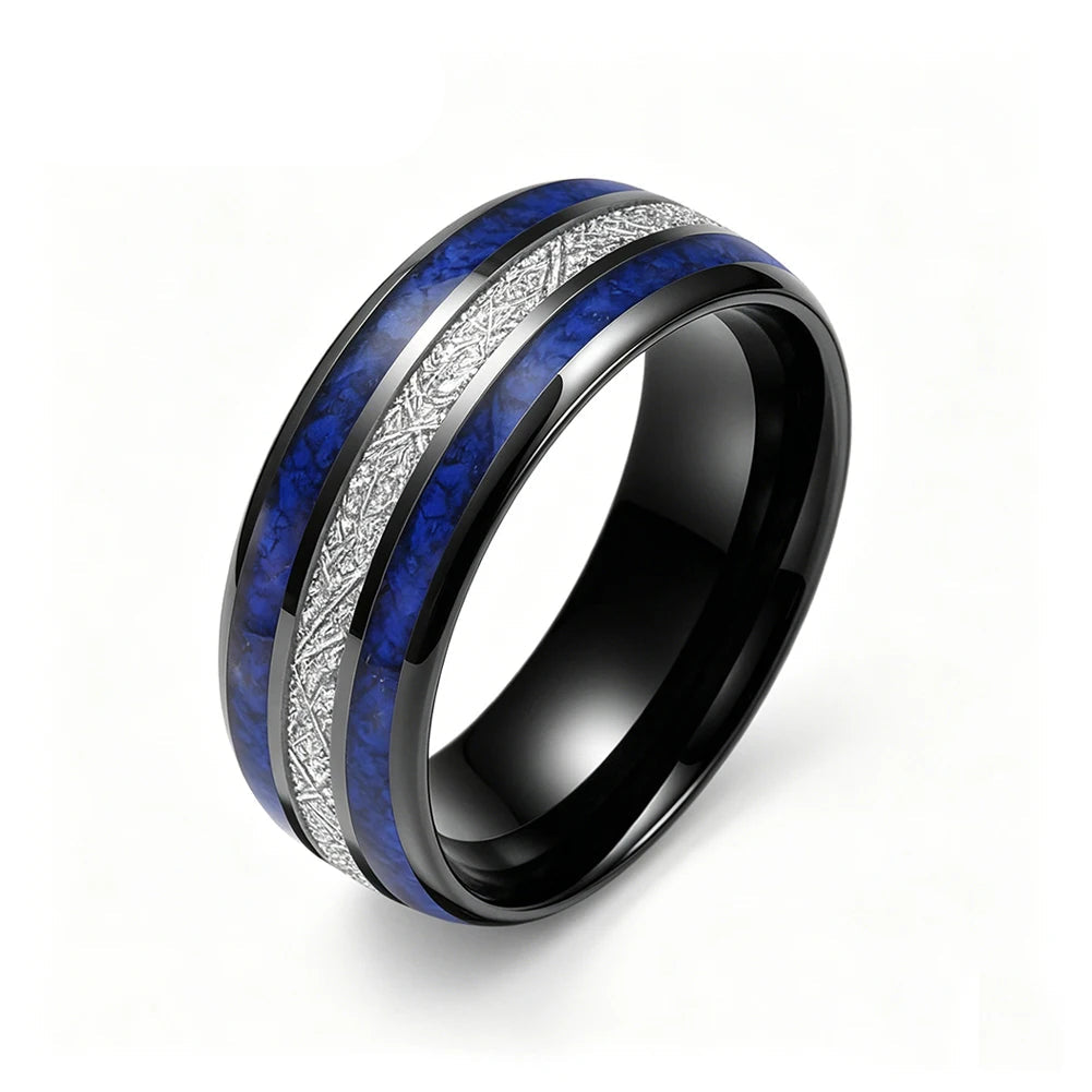 8mm Lapis Lazuli Meteorite Tungsten Ring