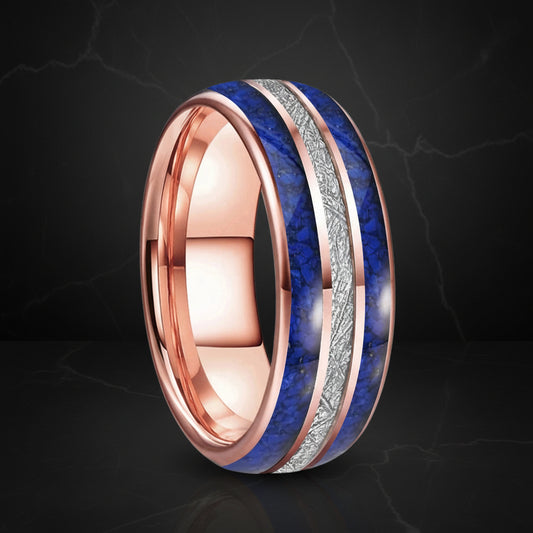 8mm Lapis Lazuli Meteorite Tungsten Ring