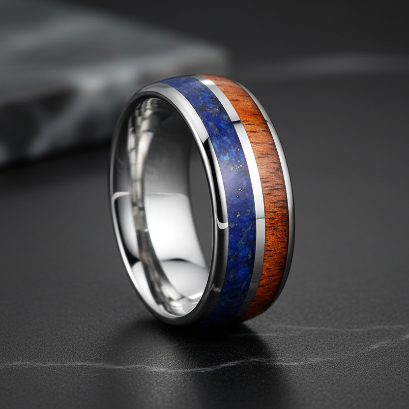 8mm_Malachite_Lapis_Lazuli_Tungsten_Wedding_Band.