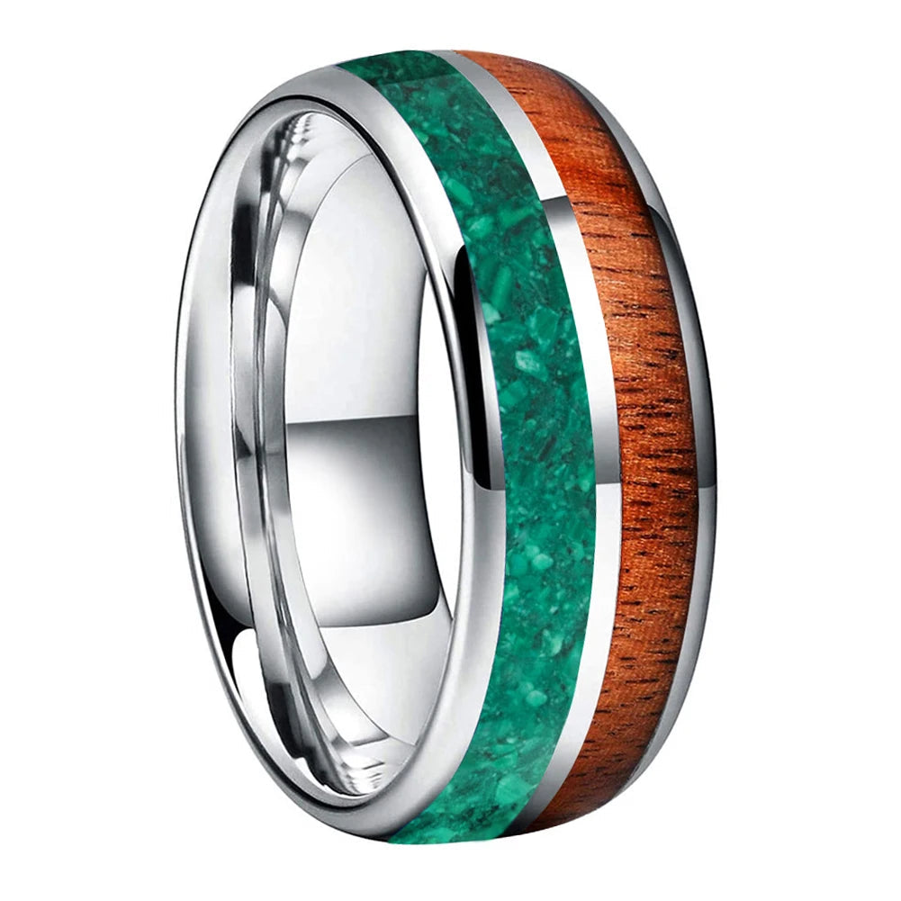 8mm Malachite & Lapis Lazuli Tungsten Wedding Band