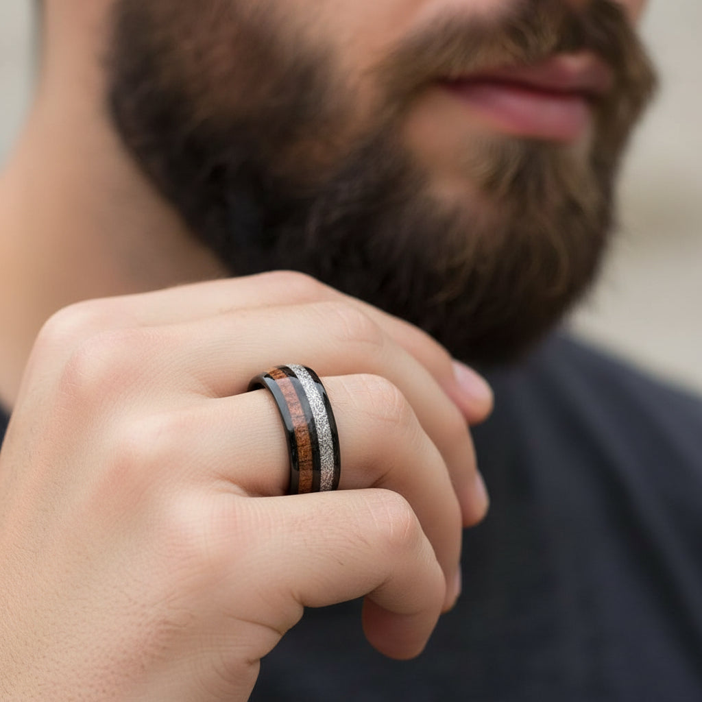 8mm Meteorite Engagement Ring