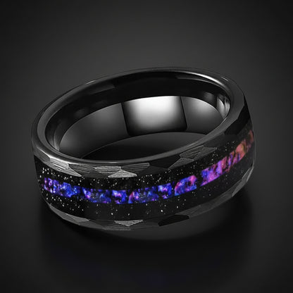 8mm Orion Nebula Meteorite Ring – Galaxy Opal Wedding Band