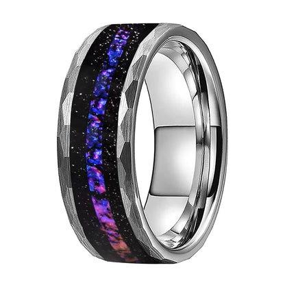 8mm Orion Nebula Meteorite Ring – Galaxy Opal Wedding Band