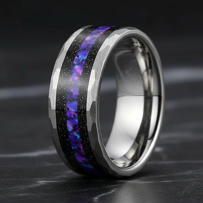 8mm Orion Nebula Meteorite Ring – Galaxy Opal Wedding Band