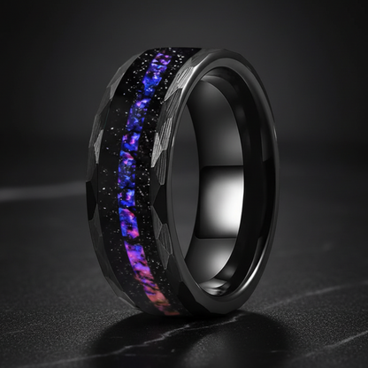 8mm Orion Nebula Meteorite Ring – Galaxy Opal Wedding Band