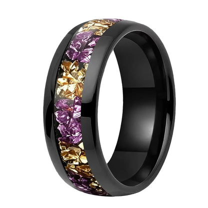 8mm Purple and Gold Tungsten Ring