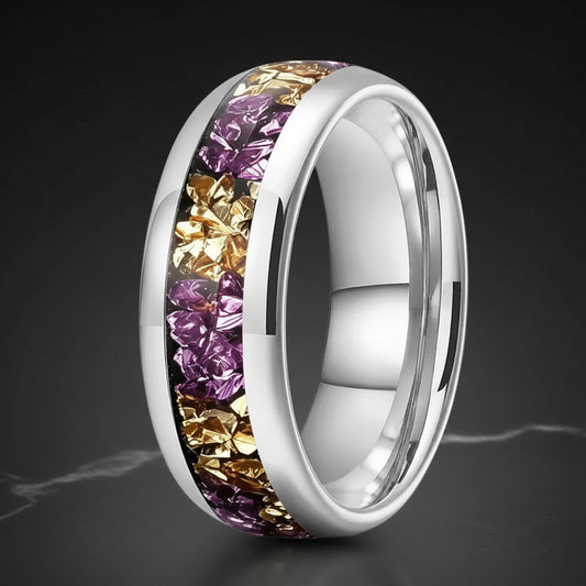 8mm Purple and Gold Tungsten Ring