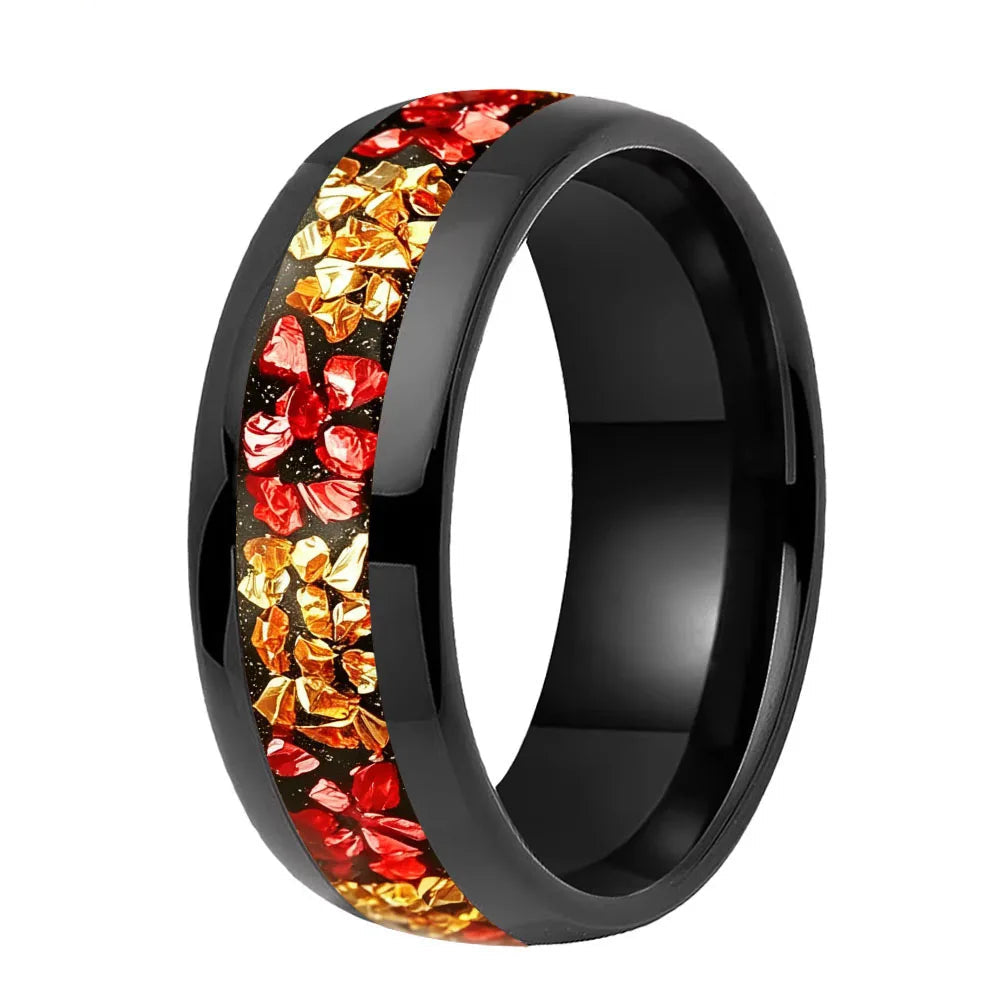 8mm Red and Gold Tungsten Ring