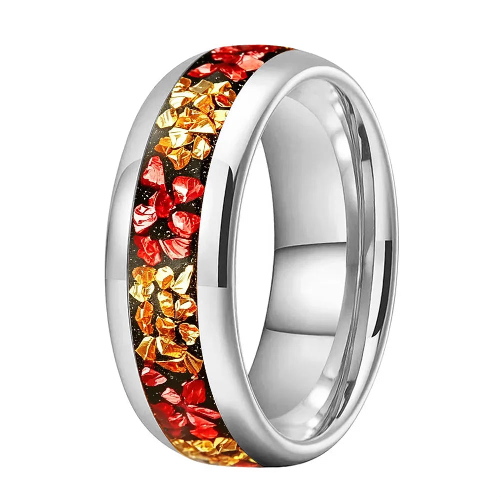 8mm Red and Gold Tungsten Ring