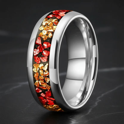 8mm Red and Gold Tungsten Ring
