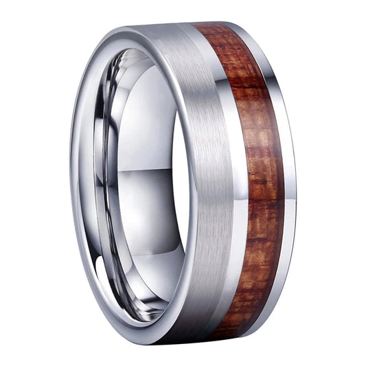 8mm Rosewood Tungsten Flat Wedding Band
