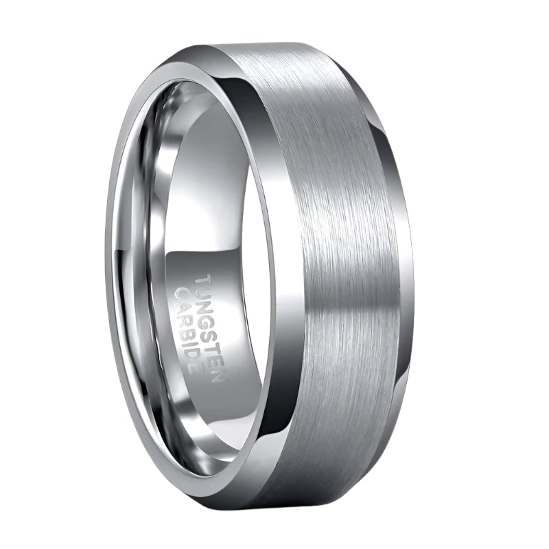 8mm Silver Tungsten Carbide Ring