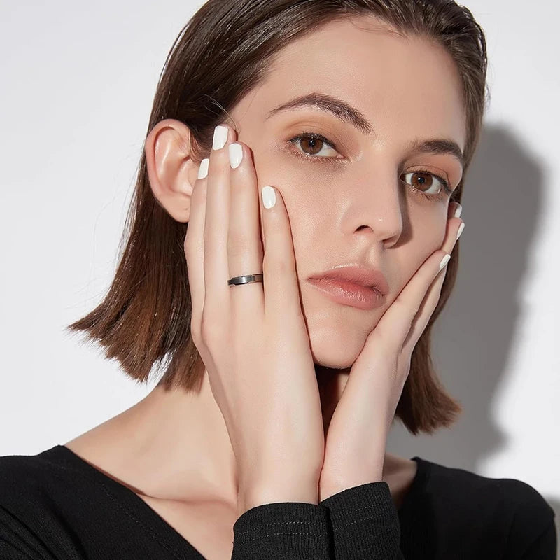 8mm Silver Tungsten Carbide Ring