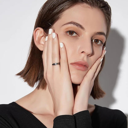 8mm Silver Tungsten Carbide Ring