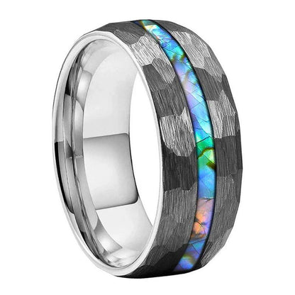 8mm_Silver_Tungsten_Hammered_Ring