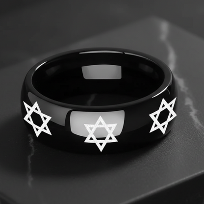 Star of David Tungsten Wedding Band