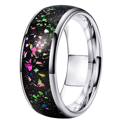 8mm Tungsten Ring with Galaxy Opal Inlay