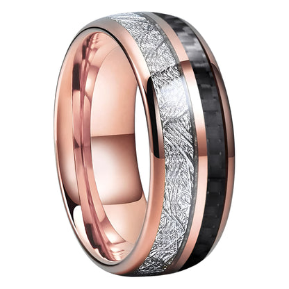 8mm Tungsten Carbide Meteorite Ring