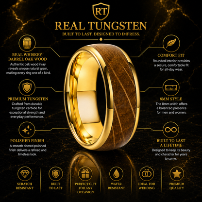 8mm Tungsten Ring with Wood Inlay