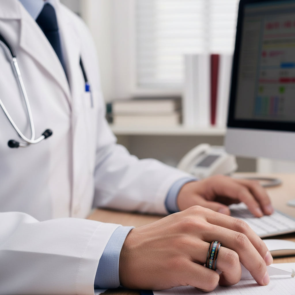 8mm Tungsten Ring Men Women Opal Koa Wood Rainbow Inlay