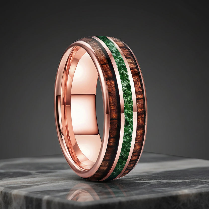 8mm Tungsten Ring with Koa Wood