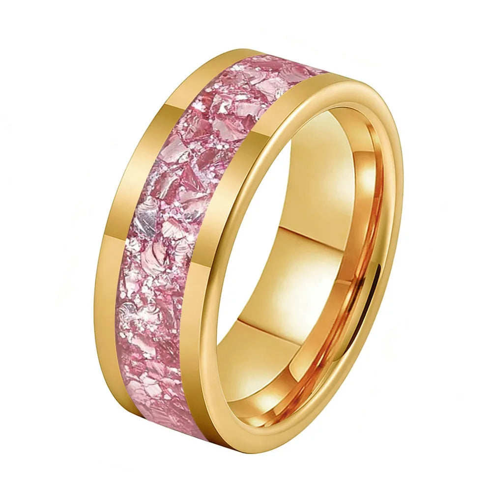 Tungsten Ring with Pink Morganite Inlay