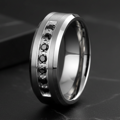8mm Tungsten Ring with Seven CZ Stones