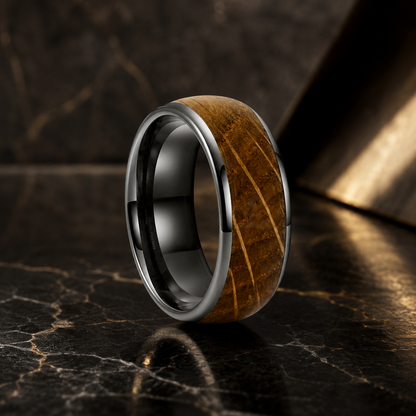 8mm Tungsten Ring with Wood Inlay