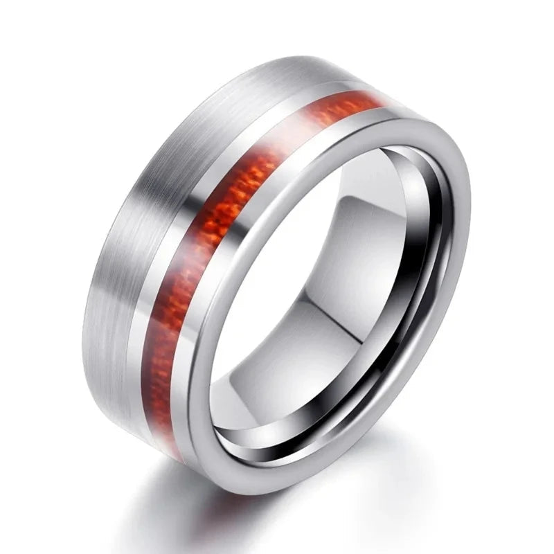 8mm Tungsten Ring with Wood Inlay