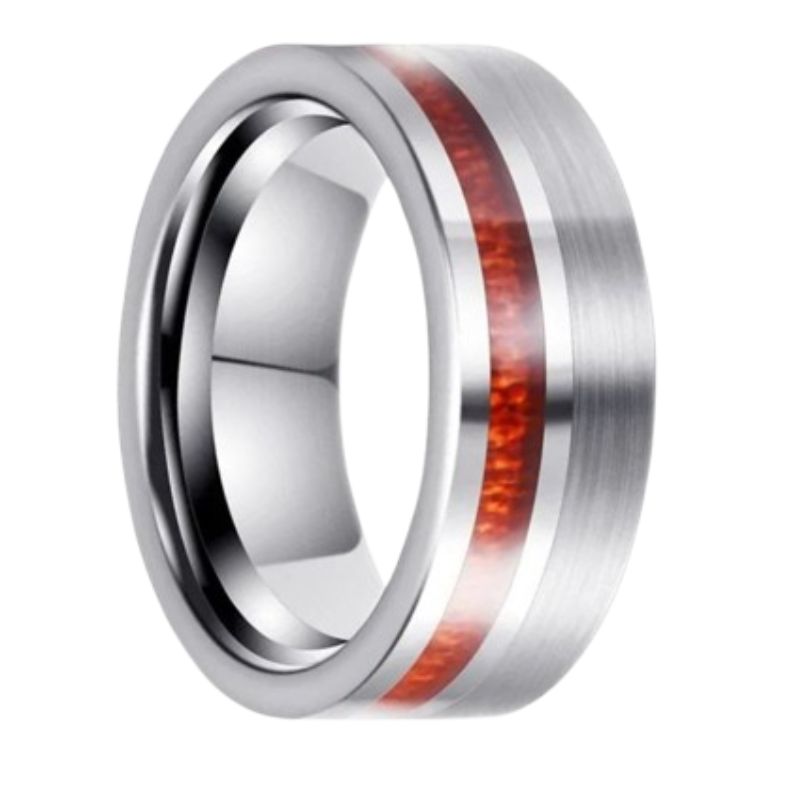 8mm Tungsten Ring with Wood Inlay