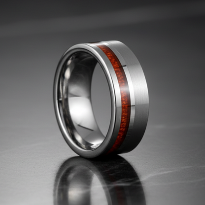 8mm Tungsten Ring with Wood Inlay