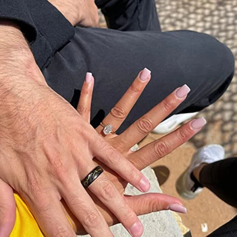 8mm Tungsten Wedding Band – Black & Gold Foil Inlay