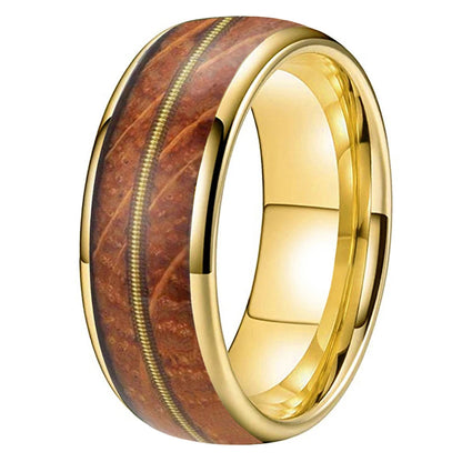 8mm Whiskey Barrel Wood Guitar Tungsten Wedding Band